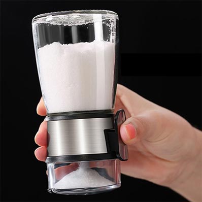 Multi-Purpose control metered 150ml glass salt and pepper dispenser with sealed protective cover