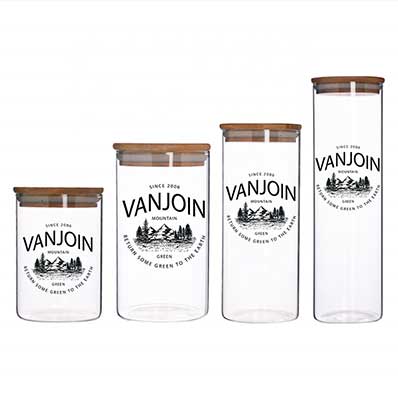 Factory price wide mouth 1000ml round glass storage jars with wooden lids