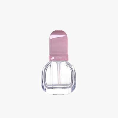 New design clear travel size 30ml glass toiletry bottles with pink caps bulk