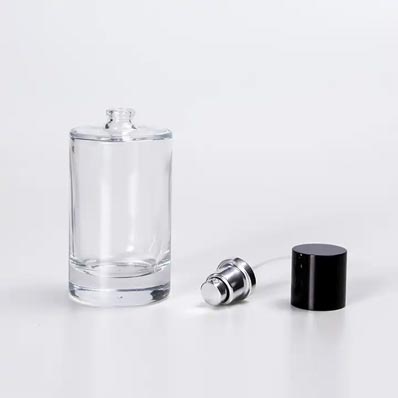 Portable clear 50ml cylinder glass toner spray bottle for face