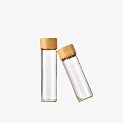 High borisilicate glass tube bottles saffron storage glass tube vials with bamboo lids for wishing and storage coffee beans