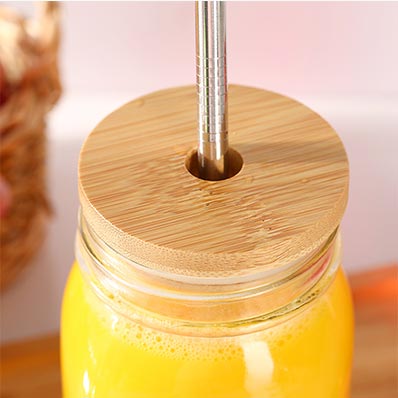 Cylinder 500ml 600ml 750ml glass tumbler bottle with bamboo lid and straw for juice/water/smoothie