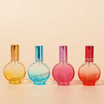 Hot selling colored small refiill 15ml gradient ramp glass perfume bottle