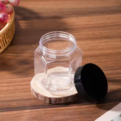 Wholesale Ml Hexagon Candy Jars Plastic Cookie Jars Bulk With Lid