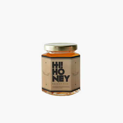 Custom logo 45ml 100ml 180ml 280ml 380ml 480ml jam sauce storage jar clear hexagon glass honey jar with lug lid and dipper