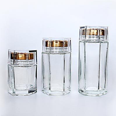 Factory price custom label clear 6oz hexagonal glass jars with lids