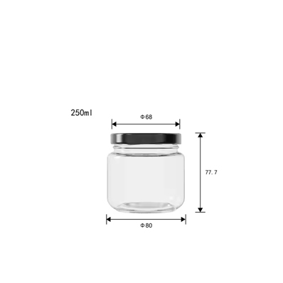 Empty glass food storage containers glass jam jars 8oz round wide mouth jelly honey peanut butter glass jars with lids wholesale