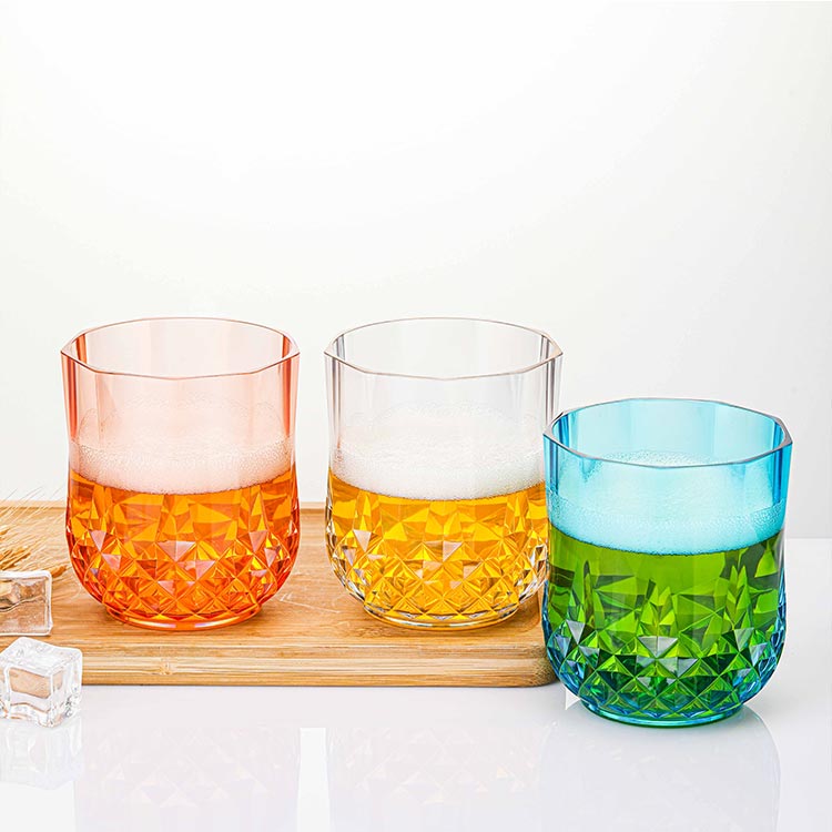 Wholesale clear water cup whiskey plastic tumbler Octagonal transpare anti-fall emulate glasses