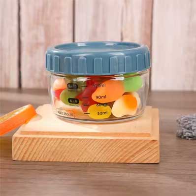 Stackable sealed glass jar with screw lid leakproof overnight oats container with measurement marks portable mason jars for cereals milk fruit condiment dressing sauce snacks juice