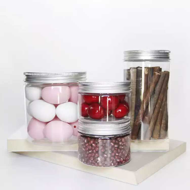 Eco friendly 250ml clear pla food storage jar with metal lid and liner bulk