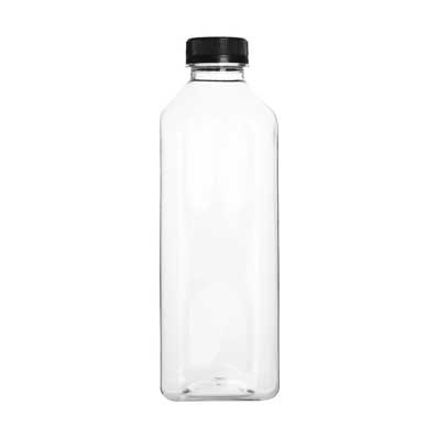 Wholesale 100% pla biodrgradable square shape 1000ml cold press juice beverage compostable bottles with tamper evident caps