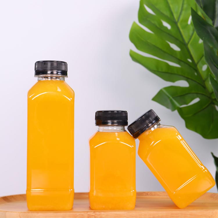 Custom printing clear 16oz plastic juice bottles with caps wholesale