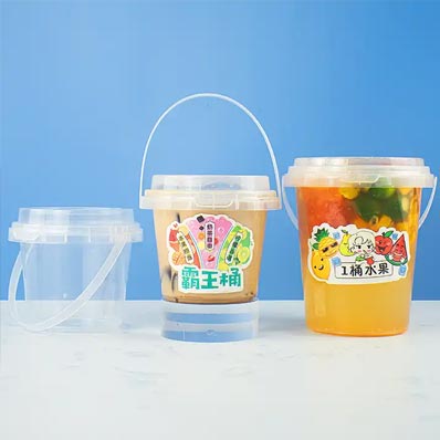 Custom printing 500ml plastic bubble tea bucket cups with lids