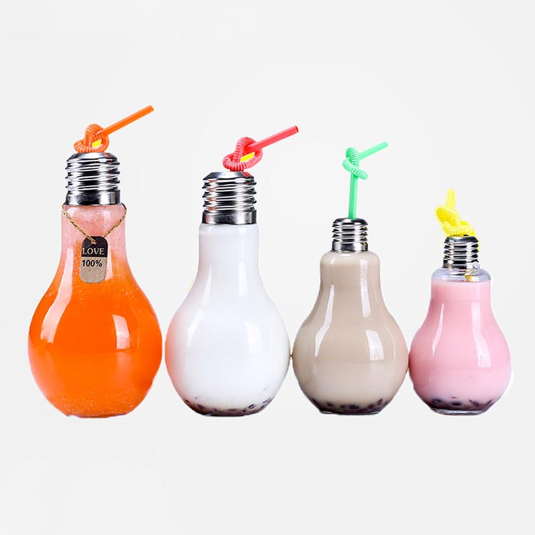 Bulk sale 500ml plastic bulb bottle with straw from bottles supplier