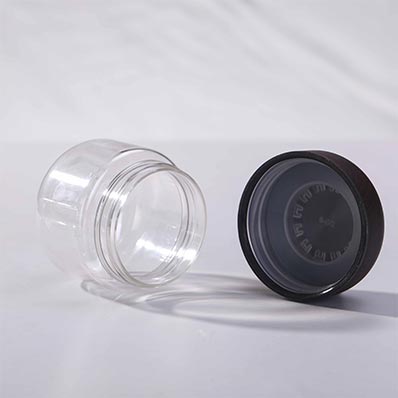 Custom size and shapes 100ml plastic cannabis display jars with dome lids wholesale