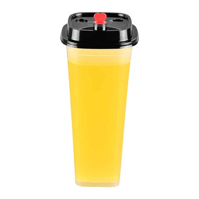 Wholesale square 400ml 500ml 600ml plastic cold drinks cup for coffee/tea/milkshake