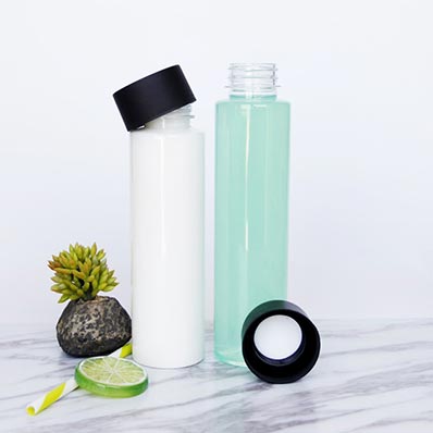 Wide mouth clear cylinder 500ml plastic cold pressed juice bottle with twist off cap