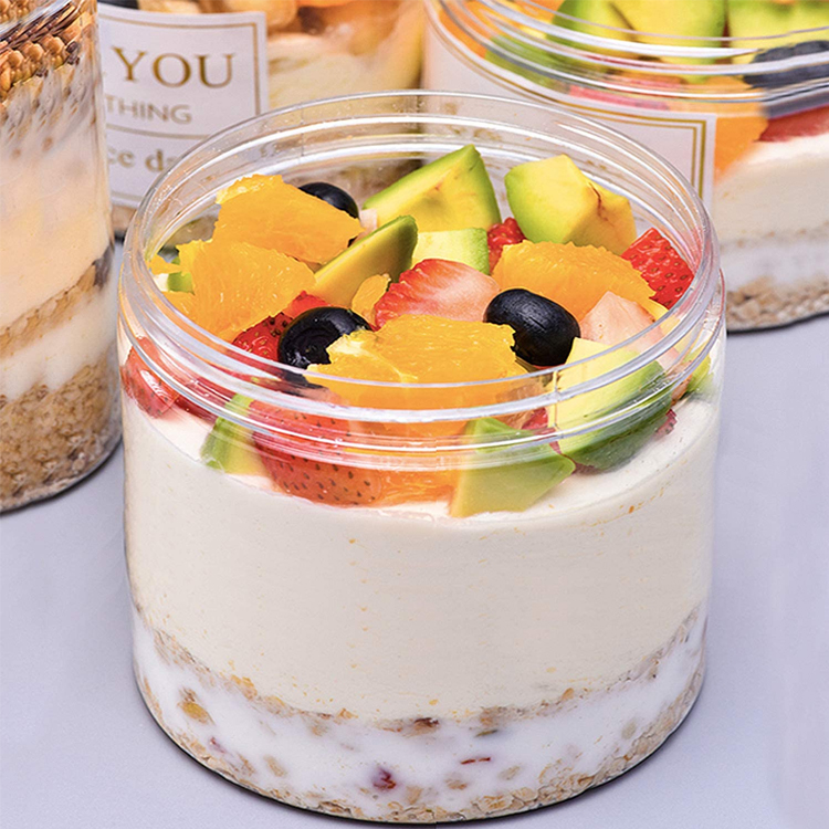 BPA free clear disposable 8oz plastic dessert jars with lids wholesale