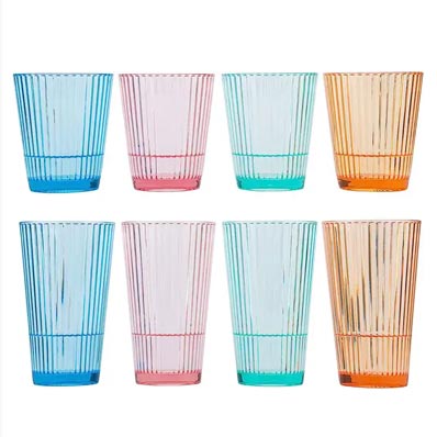 Reusable clear 16oz stackable plastic drinking cups for water/juice