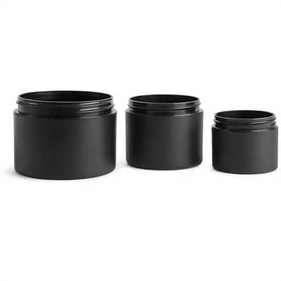 Matted black frosted 30ml plastic eye cream jar with lid bulk