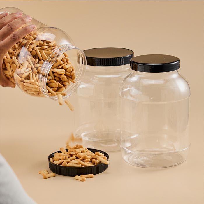 Large Plastic Storage Jars with Lids, Clear Kitchen Storage Containers Square/round Plastic Food Jar for Dry Food, Candy, Snack Large Plastic Storage Jars with Lids, Clear Kitchen Storage Containers Square/round Plastic Food Jar for Dry Food, Candy, Snack