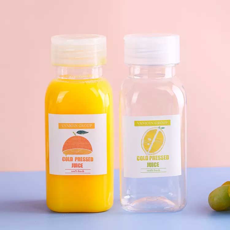 Food grade small  2oz plastic juice shot bottles with screw caps bulk