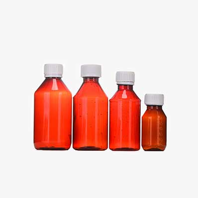 Child resistance leak proof amber 60ml plastic liquid medicine bottles with screw caps