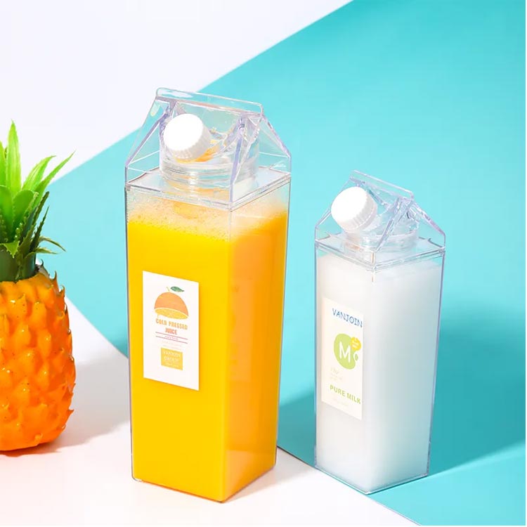 Wholesale clear 1000ml plastic milk carton bottle for milk drinks