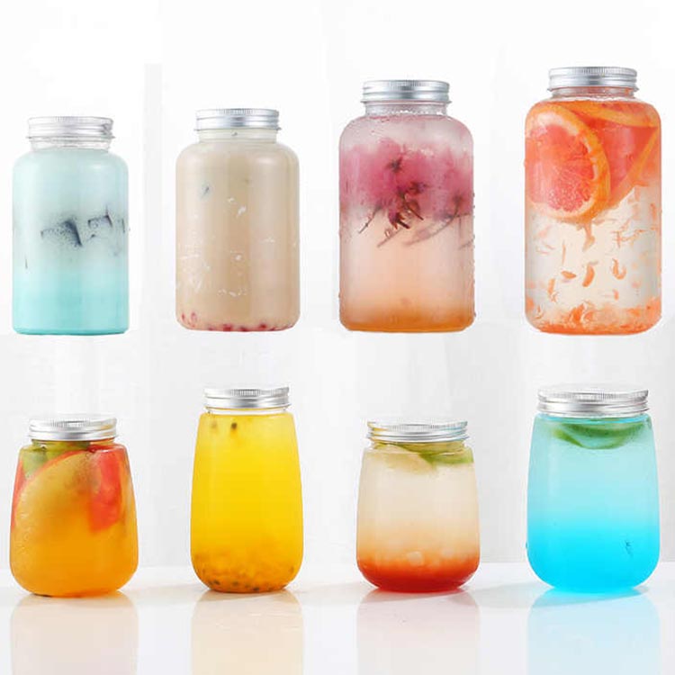 Wide mouth clear 250ml plastic milk tea bottle with straw from supplier direct