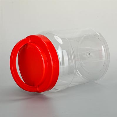 Bpa free clear empty 1L 2L large plastic pet food grade jar with handle lid