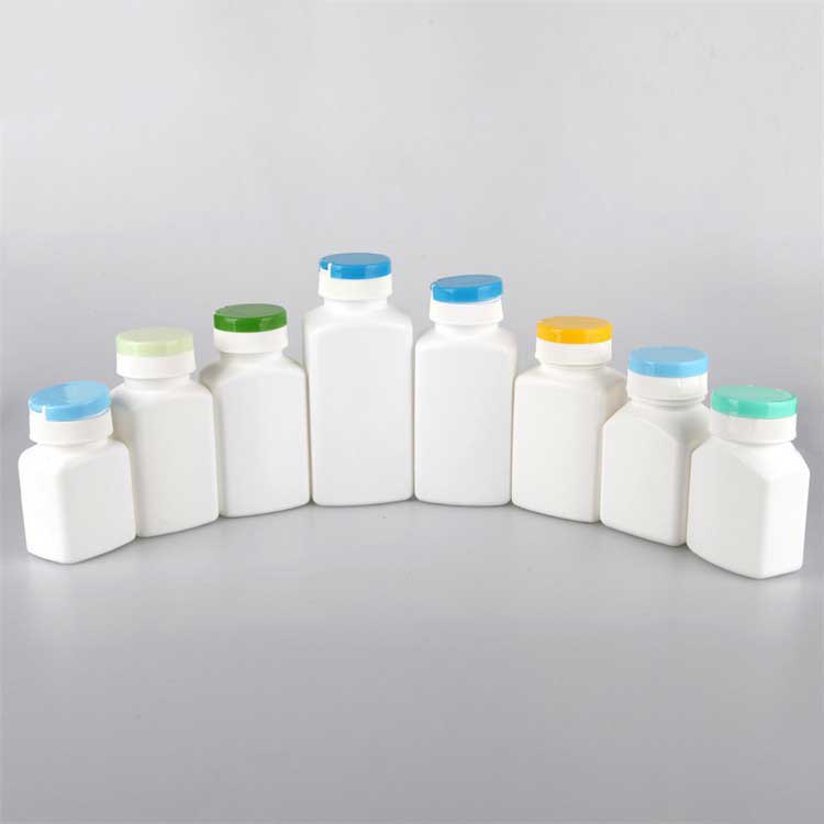 Factory price child proof square plastic pharmaceutical bottles with flip top caps