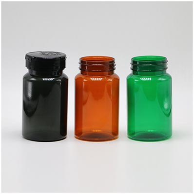 Custom color blue plastic pharmacy bottles with child resistant caps