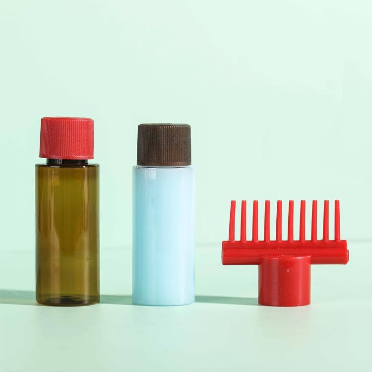 Multi-colored resuable 120ml plastic root comb bottle for hair oil