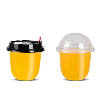 Wholesale clear PP 12oz u shape plastic slushy cups with lids bulk