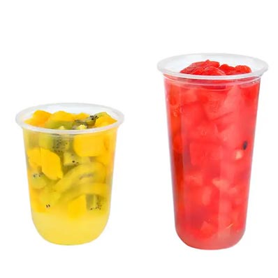 Wholesale clear PP 12oz u shape plastic slushy cups with lids bulk