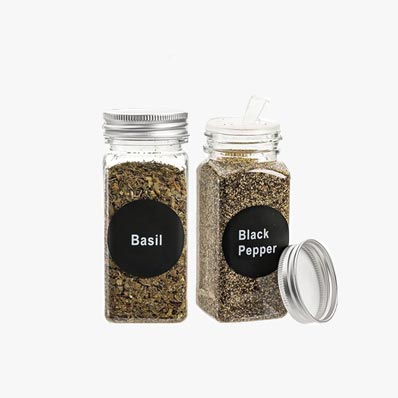 Factory price clear square 4oz plastic spice jar with aluminum lid wholesale