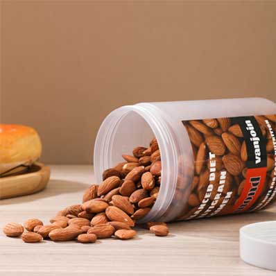 Custom label plastic translucent jar empty round slime container frosted cosmetic jars for dry food peanut spice cookie candy