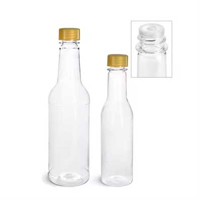 Best clear 8oz 16oz plastic vinegar bottle with shrink cap for bbq sauce oil salad dressing