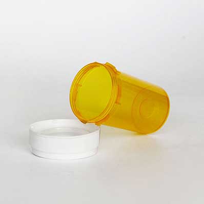 Colorful small prescription pill bottle/vial with cap for capsule or pills