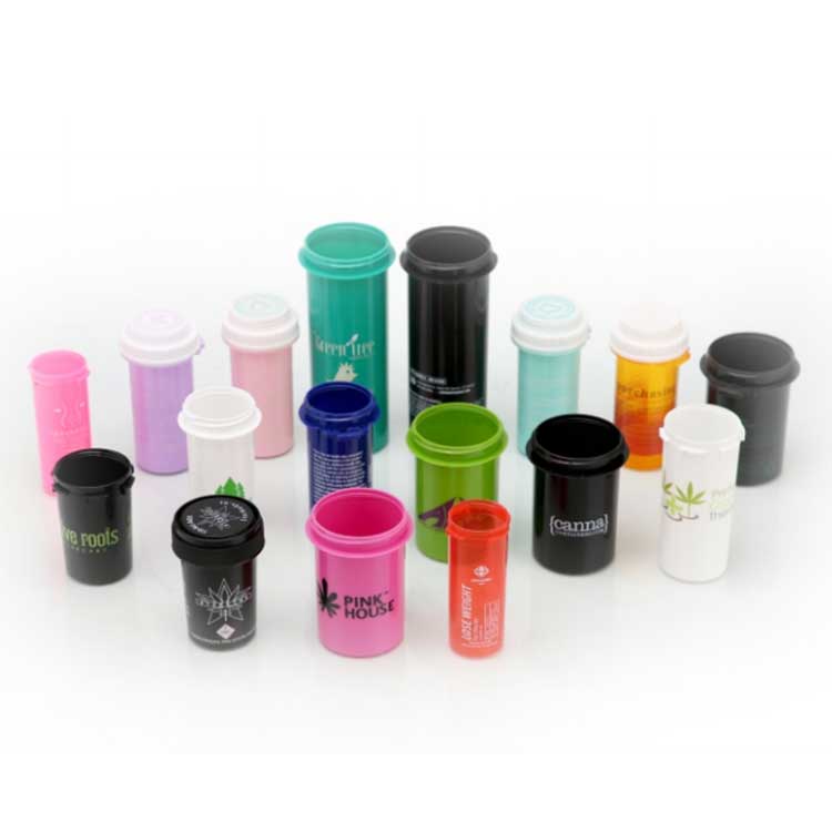 Colorful small prescription pill bottle/vial with cap for capsule or pills