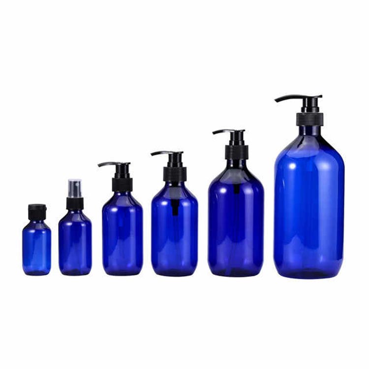 Reusable cheap 250ml cobalt blue plastic pump bottle with factory price