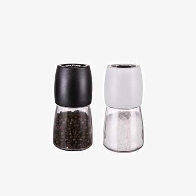 Refillable small 140ml glass salt and pepper grinders adjustable manual pepper mill for home and kitchen