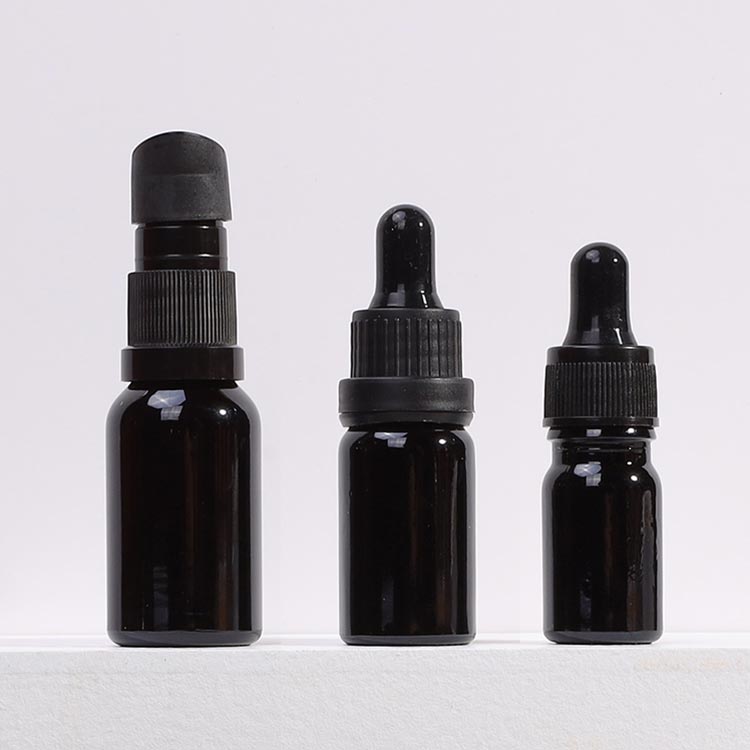 Wholesale 30ml small black glass bottle with pipette for serum