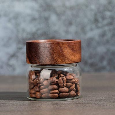 High borosilicate wide mouth small 100ml round glass jar with wooden screw lid