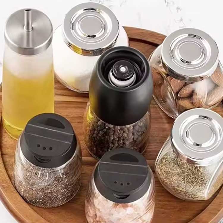 Refillable small 140ml glass salt and pepper grinders adjustable manual pepper mill for home and kitchen