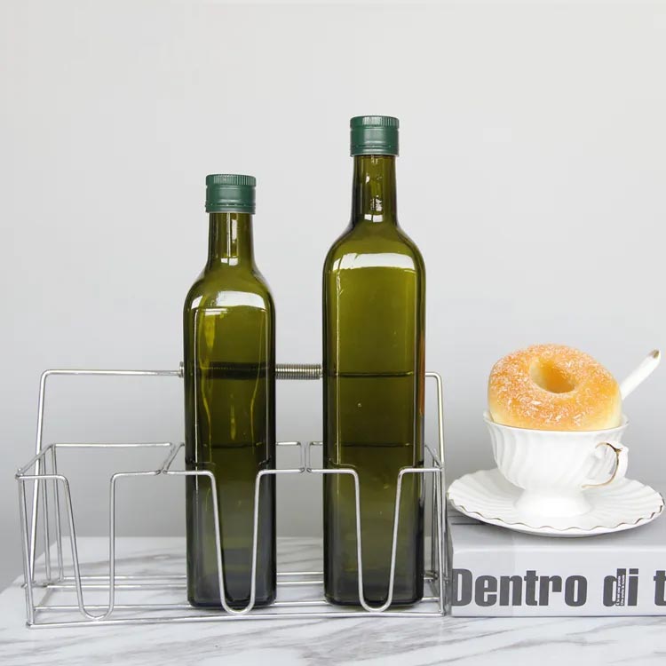 Free sample empty square glass olive oil bottle for kitchen