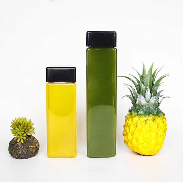 Wholesale clear square 500ml juice drinking plastic bottle with cap from china supplier