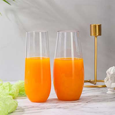 Custom disposable bpa free plastic stemless champagne flutes with golde rim