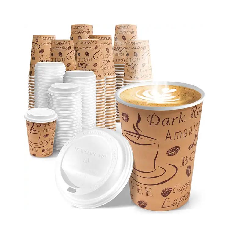 Wholesale single wall 12oz paper takeaway cups with lids bulk