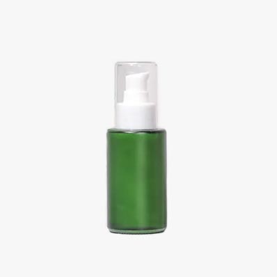 Wholesale 60ml frosted green glass toner pump bottle for skincare